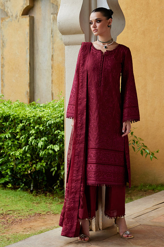 Gulaal | Luxury Lawn 25 | Nigella XS Maroon Lawn