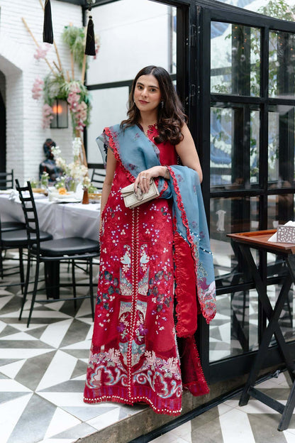 Afrozeh | Lawn 25 | Glacis XL Maroon Lawn