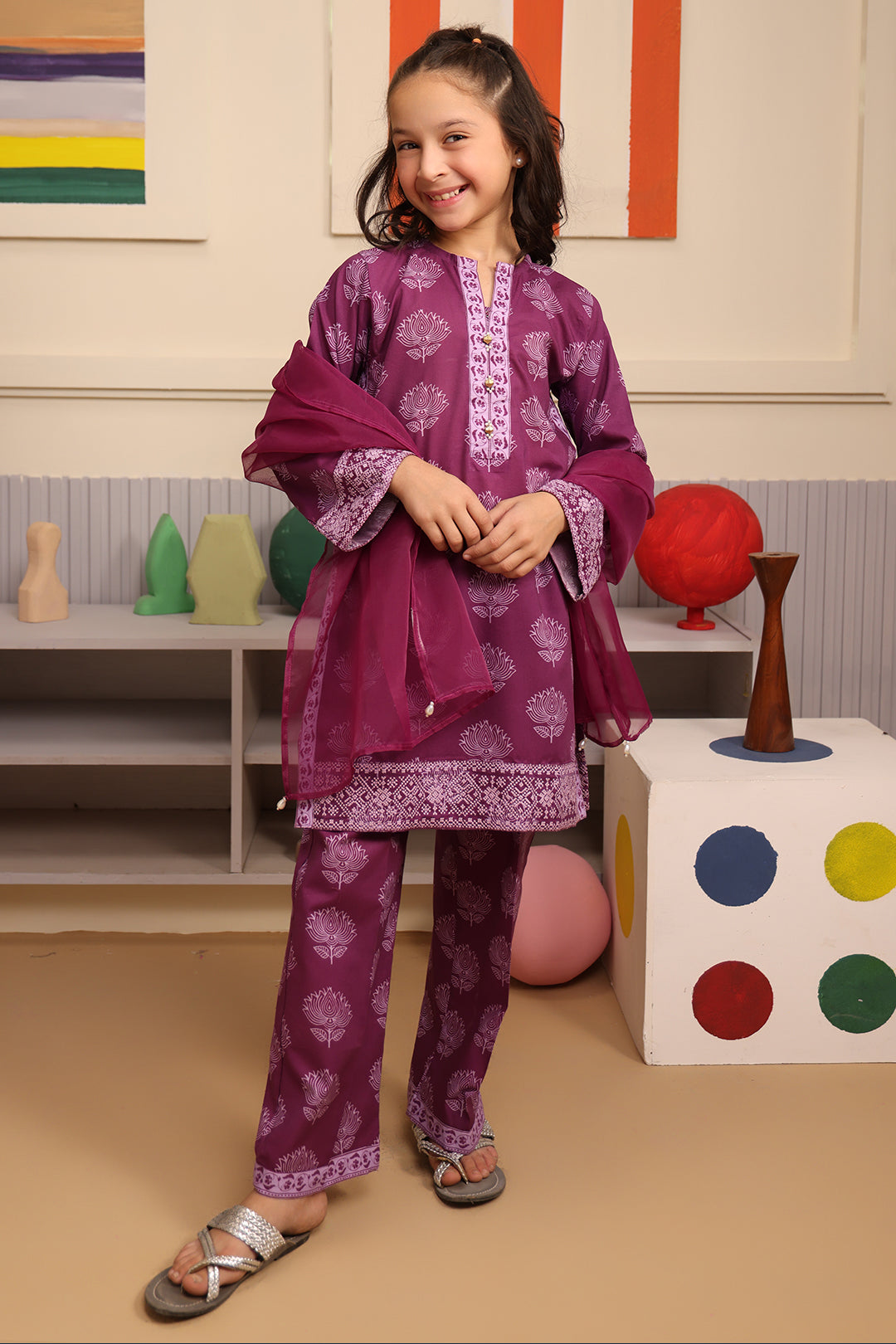 Zellbury Girls | 3 Piece Cambric | Embroidered Kurta Dupatta Trouser - 3664