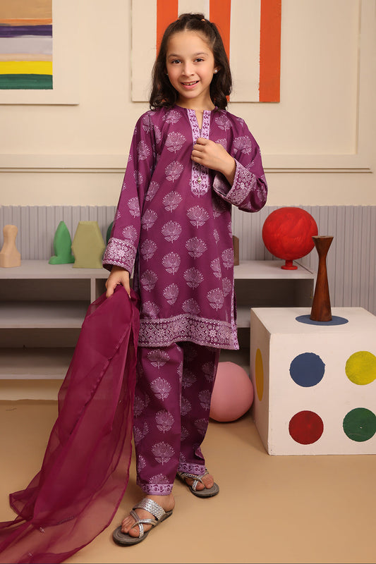 Zellbury Girls | 3 Piece Cambric | Embroidered Kurta Dupatta Trouser - 3664