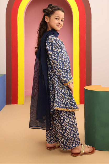 Zellbury Girls | 3 Piece Cambric | Embroidered Kurta Dupatta Trouser - 3821