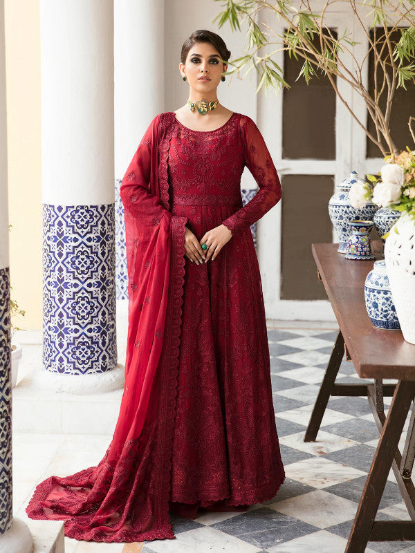 Gulaal | Embroidered Chiffon 23 | GARNET - (GL-EP23V1-09) - Pakistani Designer Dress - by Gulaal | Type: Formal - 100% Original at Saira Sultan