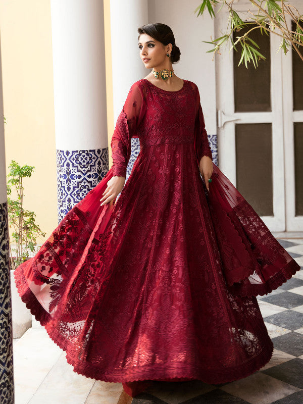 Gulaal | Embroidered Chiffon 23 | GARNET - (GL-EP23V1-09) - Pakistani Designer Dress - by Gulaal | Type: Formal - 100% Original at Saira Sultan
