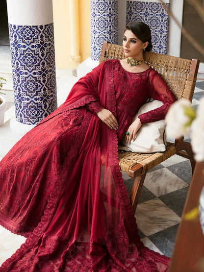 Gulaal | Embroidered Chiffon 23 | GARNET - (GL-EP23V1-09) - Pakistani Designer Dress - by Gulaal | Type: Formal - 100% Original at Saira Sultan