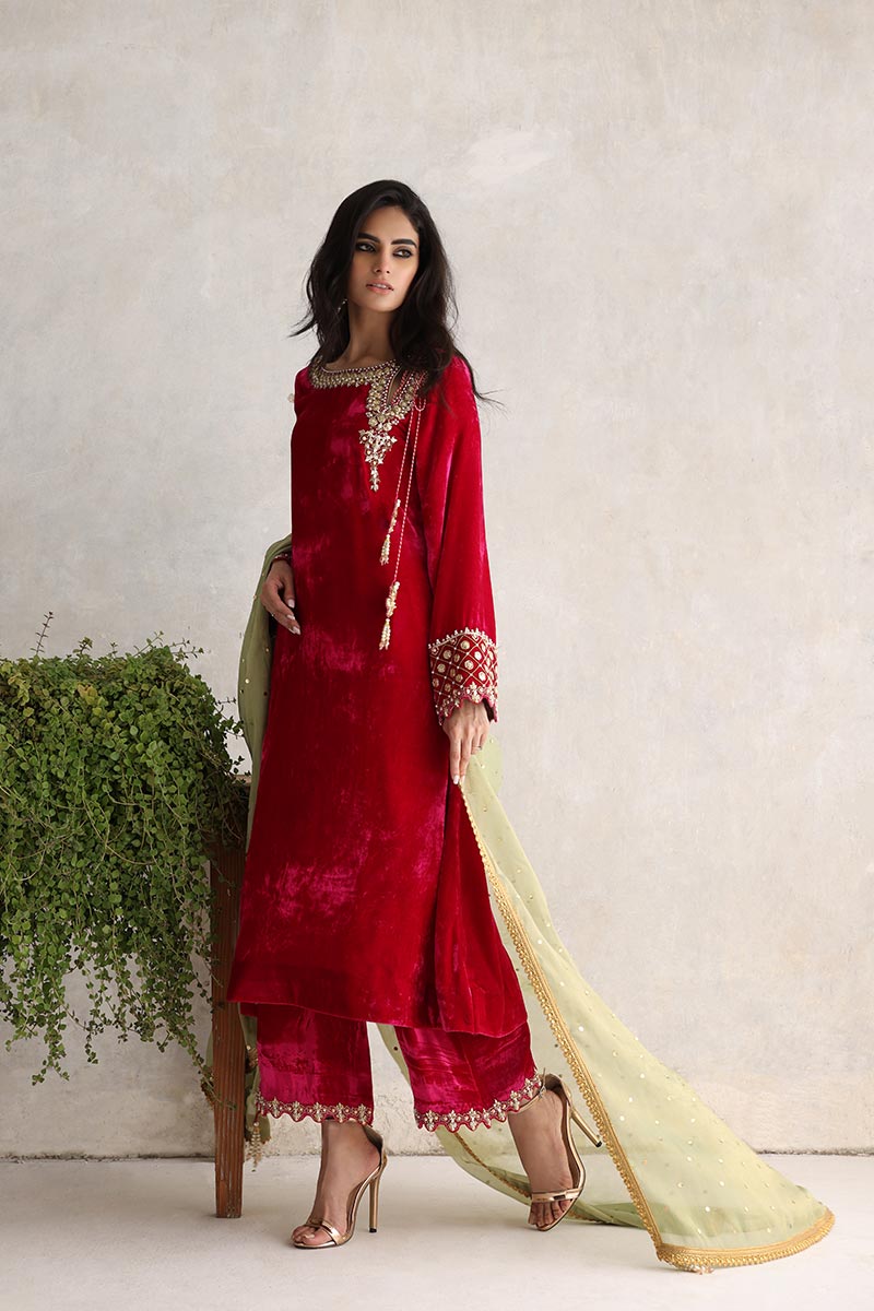 Sana Abbas | Velvet Formals | GULAAL S Hot Pink Velvet