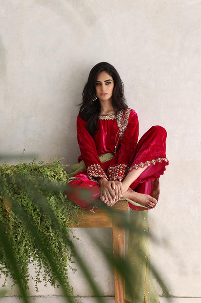 Sana Abbas | Velvet Formals | GULAAL L Hot Pink Velvet