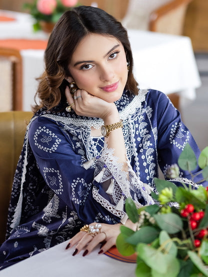 Mahnur | After Hours Luxury Lawn 25 | Garden Glee L Navy Blue Lawn