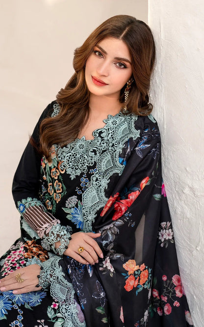 Asifa and Nabeel | Azalia Summer 25 | Garden Rose (AZL25-05) L Black Lawn