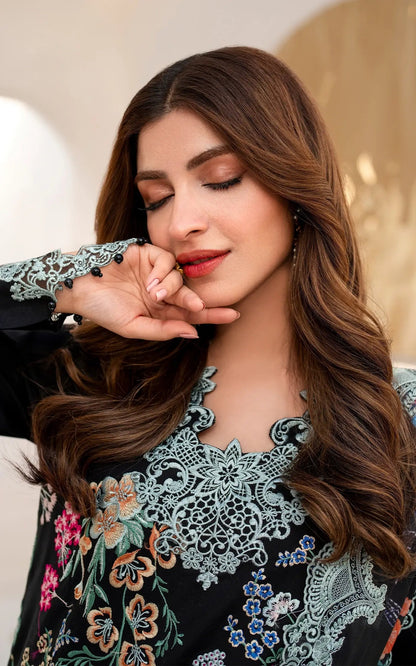 Asifa and Nabeel | Azalia Summer 25 | Garden Rose (AZL25-05) M Black Lawn