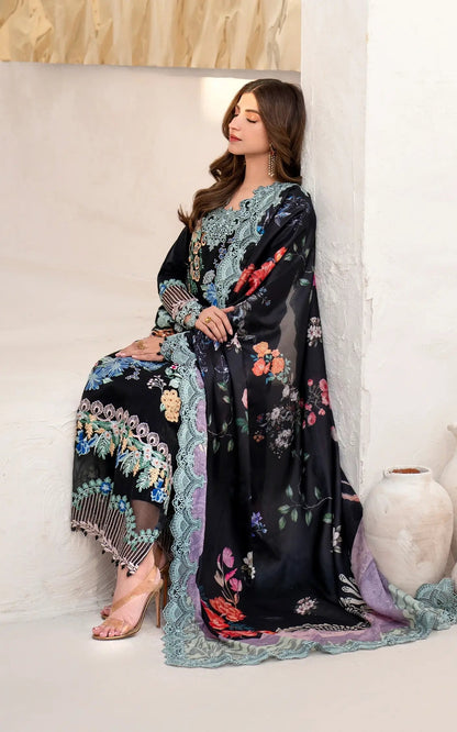 Asifa and Nabeel | Azalia Summer 25 | Garden Rose (AZL25-05) XL Black Lawn