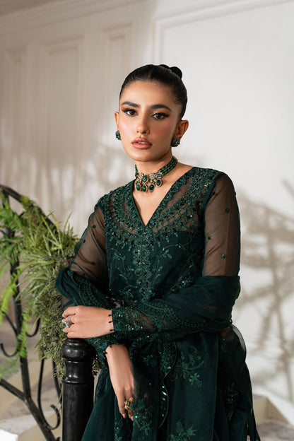 Azzal | Mishri Formals | Ghazal M Bottle Green Organza