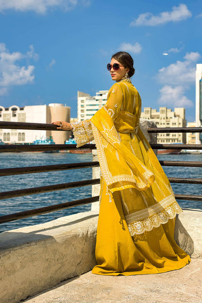 Kara | Kamdani Festive Collection | Glowing Aura M Mustard Yellow Cotton Net