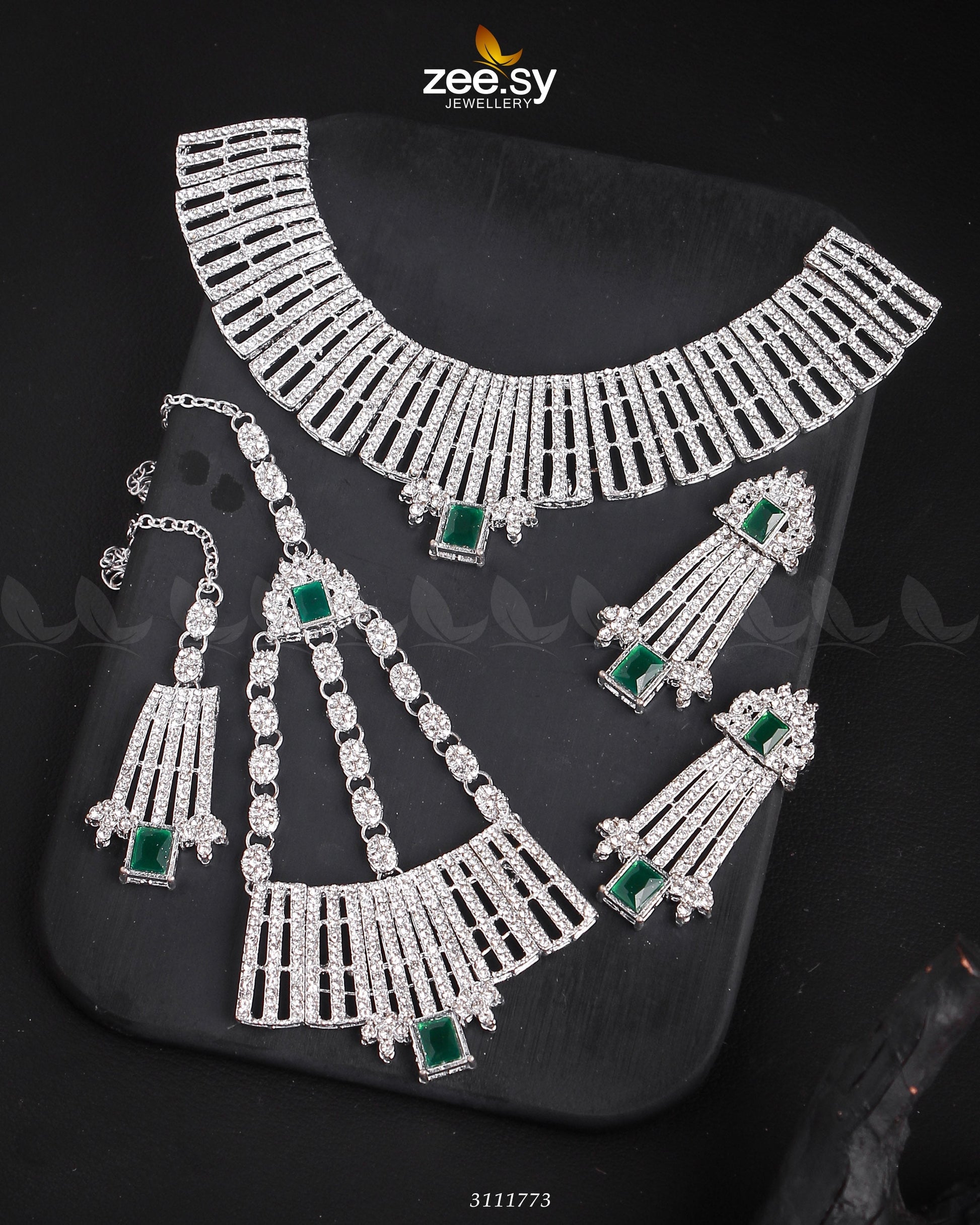 Asma's Bridal Sets Silver Green