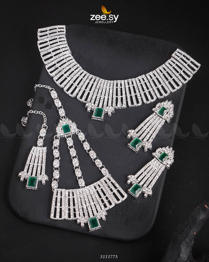 Asma's Bridal Sets Silver Green