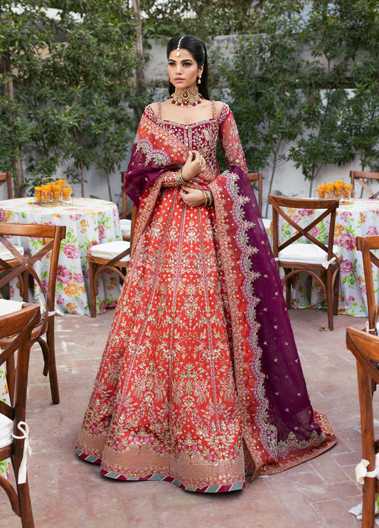 Gulaal | Chaandni Wedding Formals | Shabnam XS Orange Net