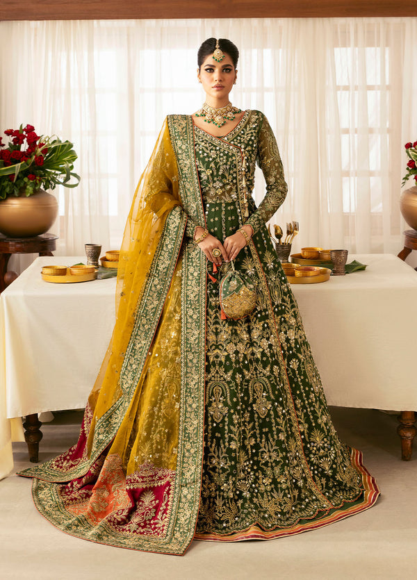 Gulaal | Chaandni Wedding Formals | Maahru XS Army Green Organza