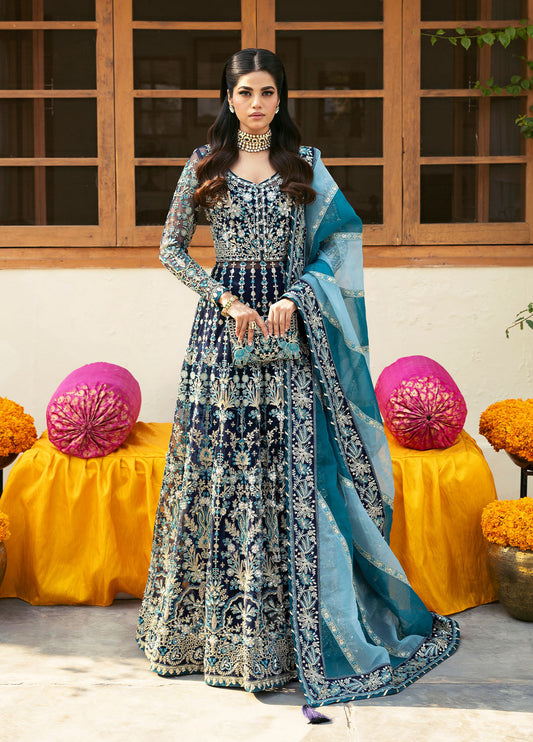 Gulaal | Chaandni Wedding Formals | Meena XS Navy Blue Net
