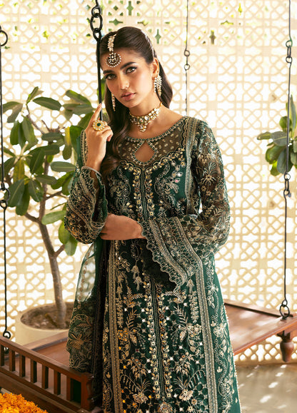 Gulaal | Chaandni Wedding Formals | Zayra S Bottle Green Organza
