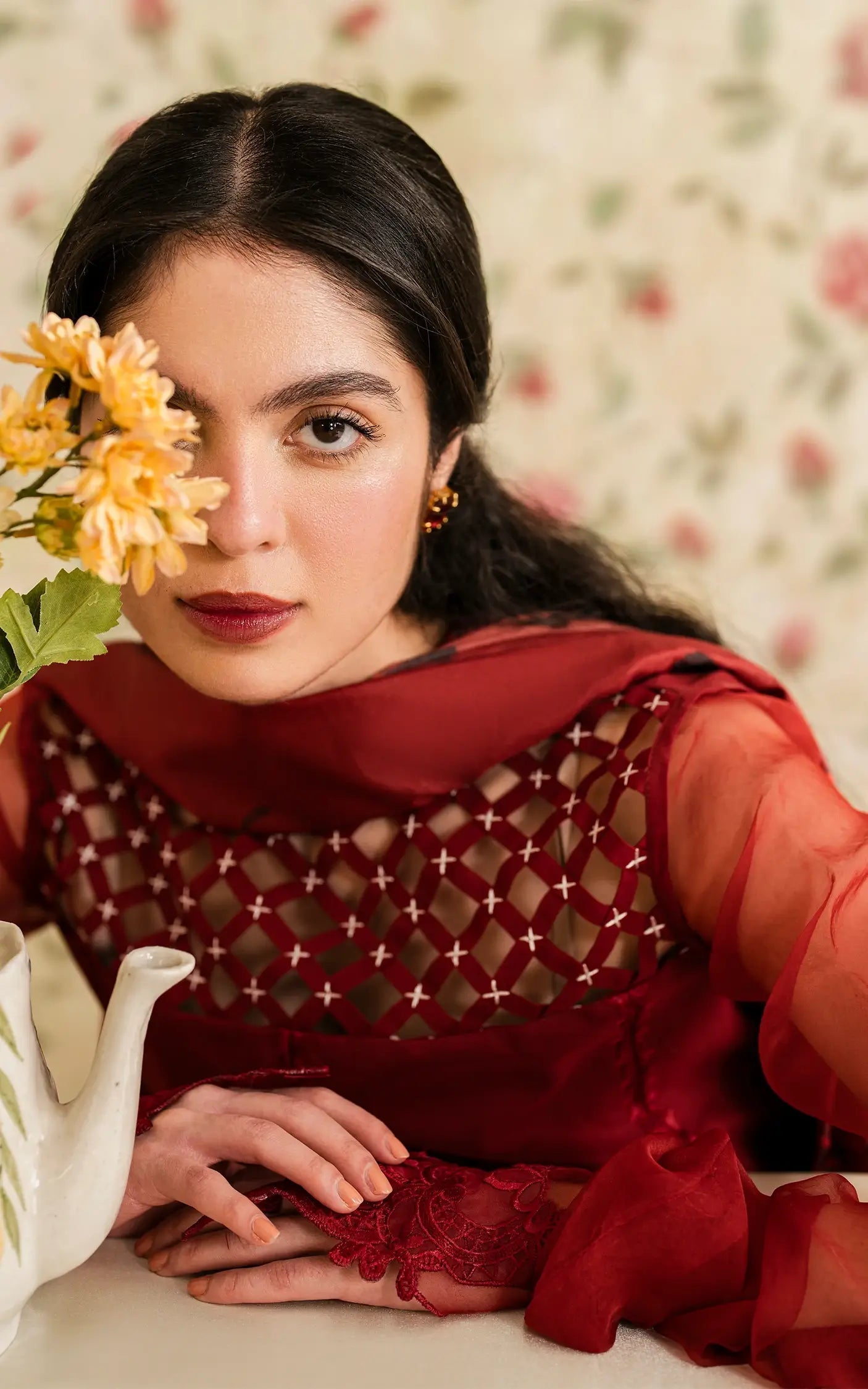Asifa and Nabeel | Meraki Vintage 25 | Gulaal (MVL25-20) M Red Lawn