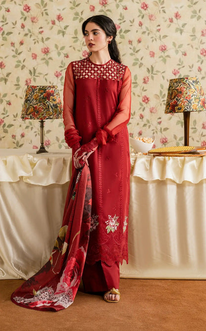 Asifa and Nabeel | Meraki Vintage 25 | Gulaal (MVL25-20) Custom Size Red Lawn