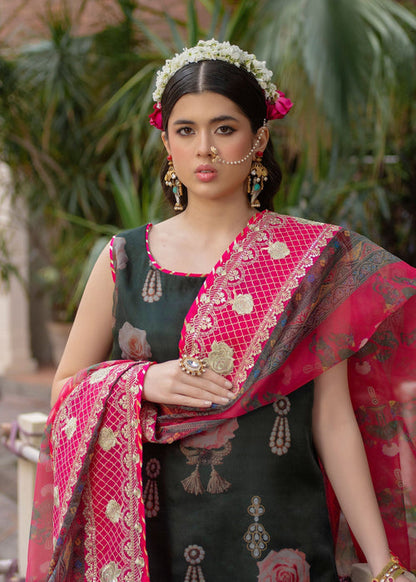 Ali Xeeshan | Chanda Luxury Pret | Green Forest M Mid Green Organza