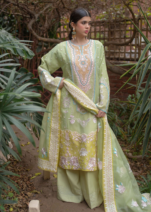 Ali Xeeshan | Chanda Luxury Pret | Sabaat S Pistachio Green Cotton Net