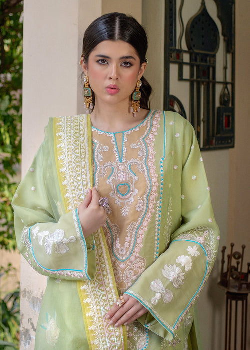 Ali Xeeshan | Chanda Luxury Pret | Sabaat M Pistachio Green Cotton Net