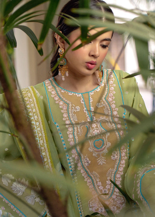 Ali Xeeshan | Chanda Luxury Pret | Sabaat L Pistachio Green Cotton Net