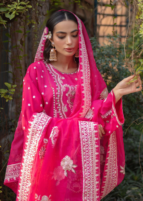 Ali Xeeshan | Chanda Luxury Pret | Laila M Hot Pink Cotton Net