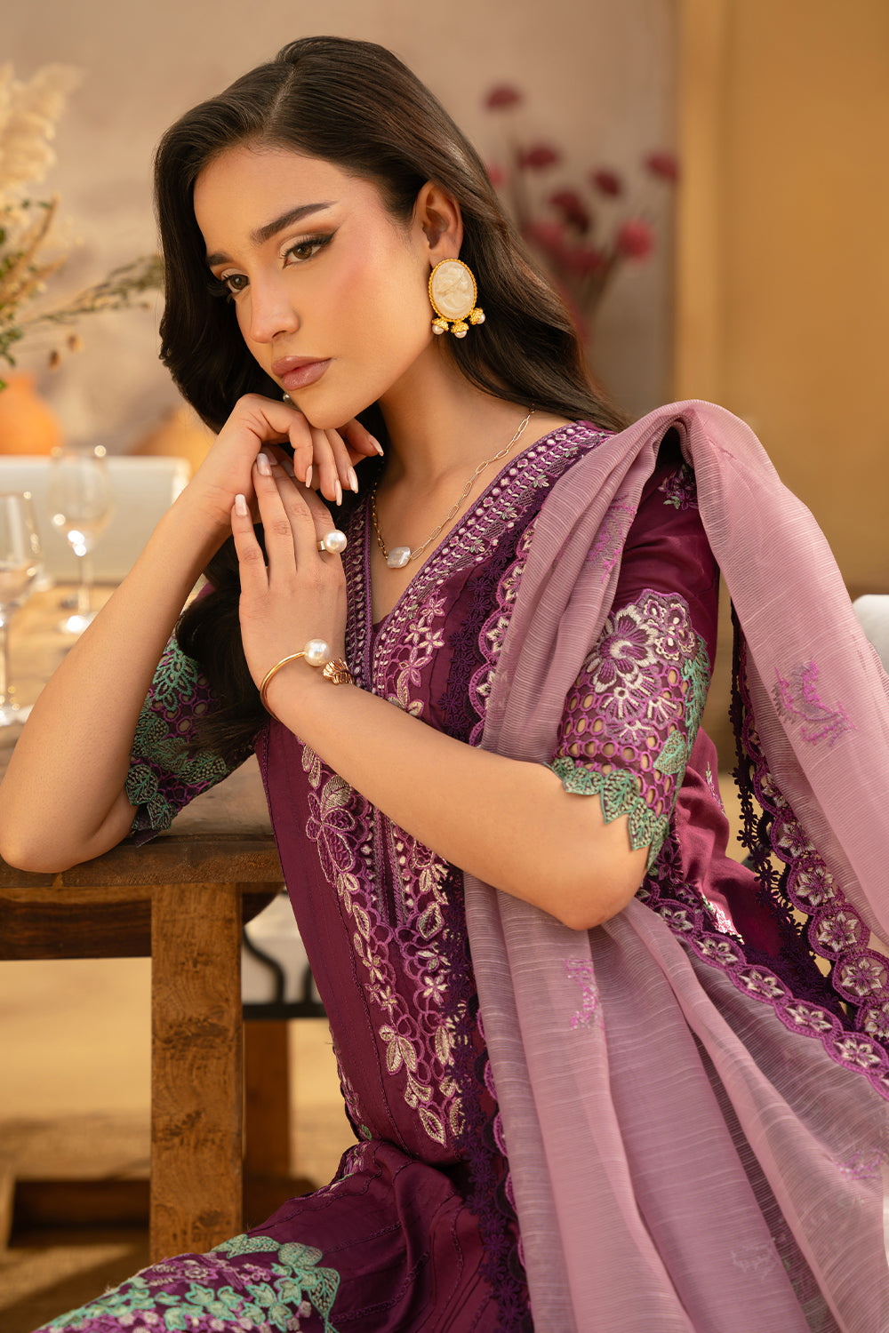 Saira Rizwan | Luxury Lawn 25 | VALERIE-SRL25-11 XL Plum Lawn