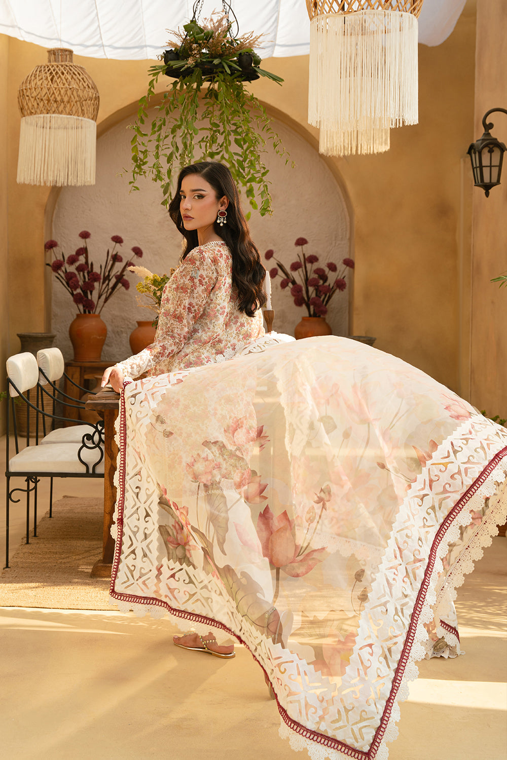 Saira Rizwan | Luxury Lawn 25 | MAYA-SRL25-06 Custom Size Ivory Lawn