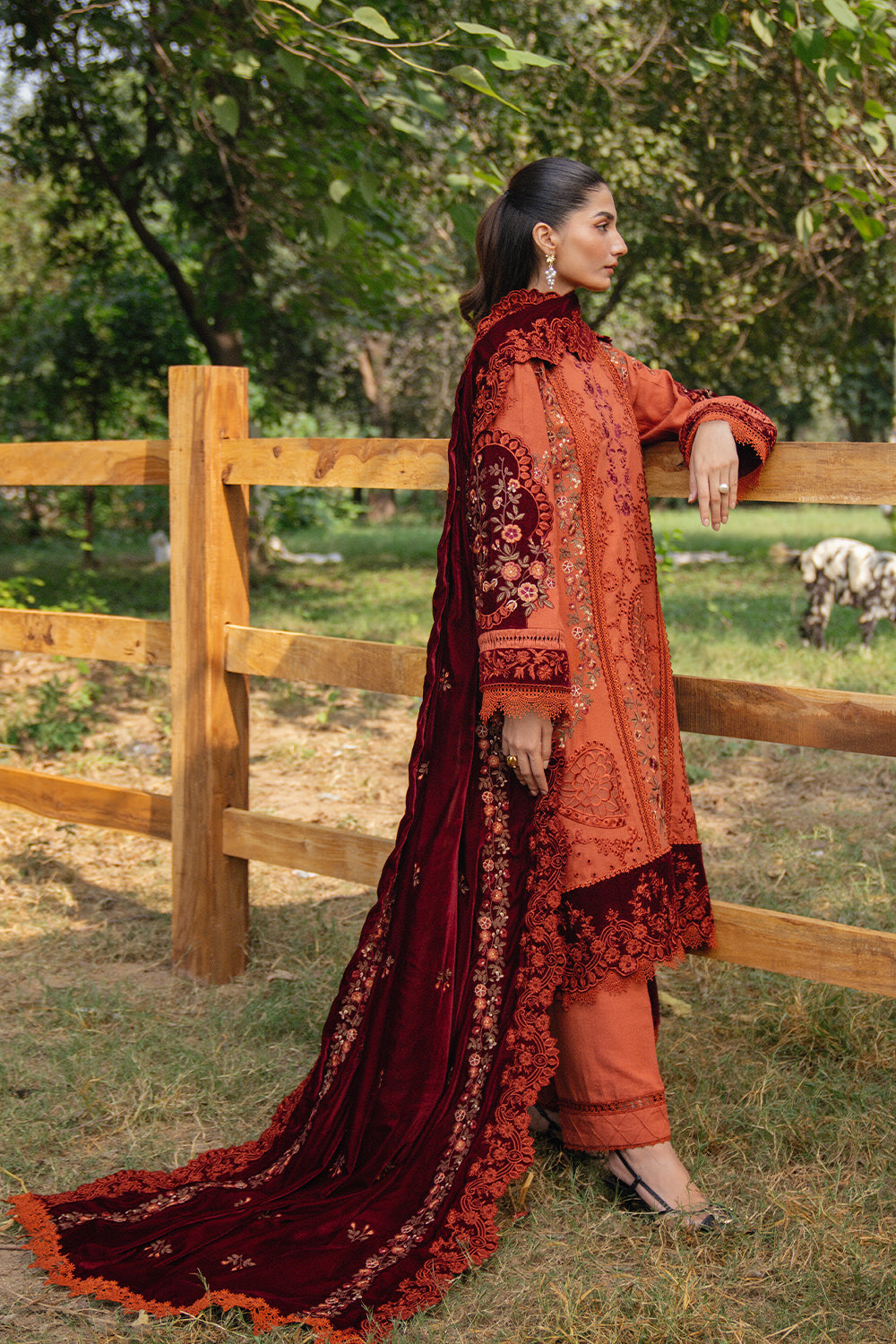 Saira Rizwan | Winter 2024 | CIRO-SRW24-10 S Rust Velvet
