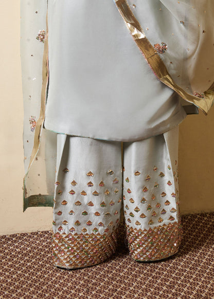 Hussain Rehar | SS Luxury Pret 25 | Miage M Pastel Gray Pure Raw Silk
