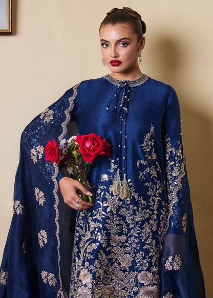 Hussain Rehar | SS Luxury Pret 25 | Twil M Navy Blue Pure Raw Silk
