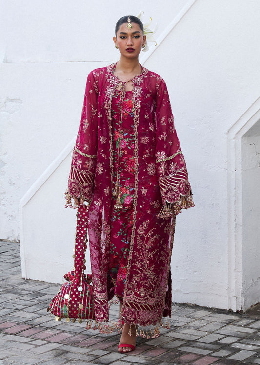 Hussain Rehar | Darlings Festive 25 | Maher XS Burgundy Organza