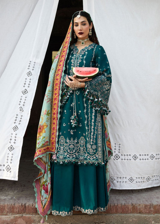 Hussain Rehar | Nirmal SS 25 | Saher XS Teal Green Lawn