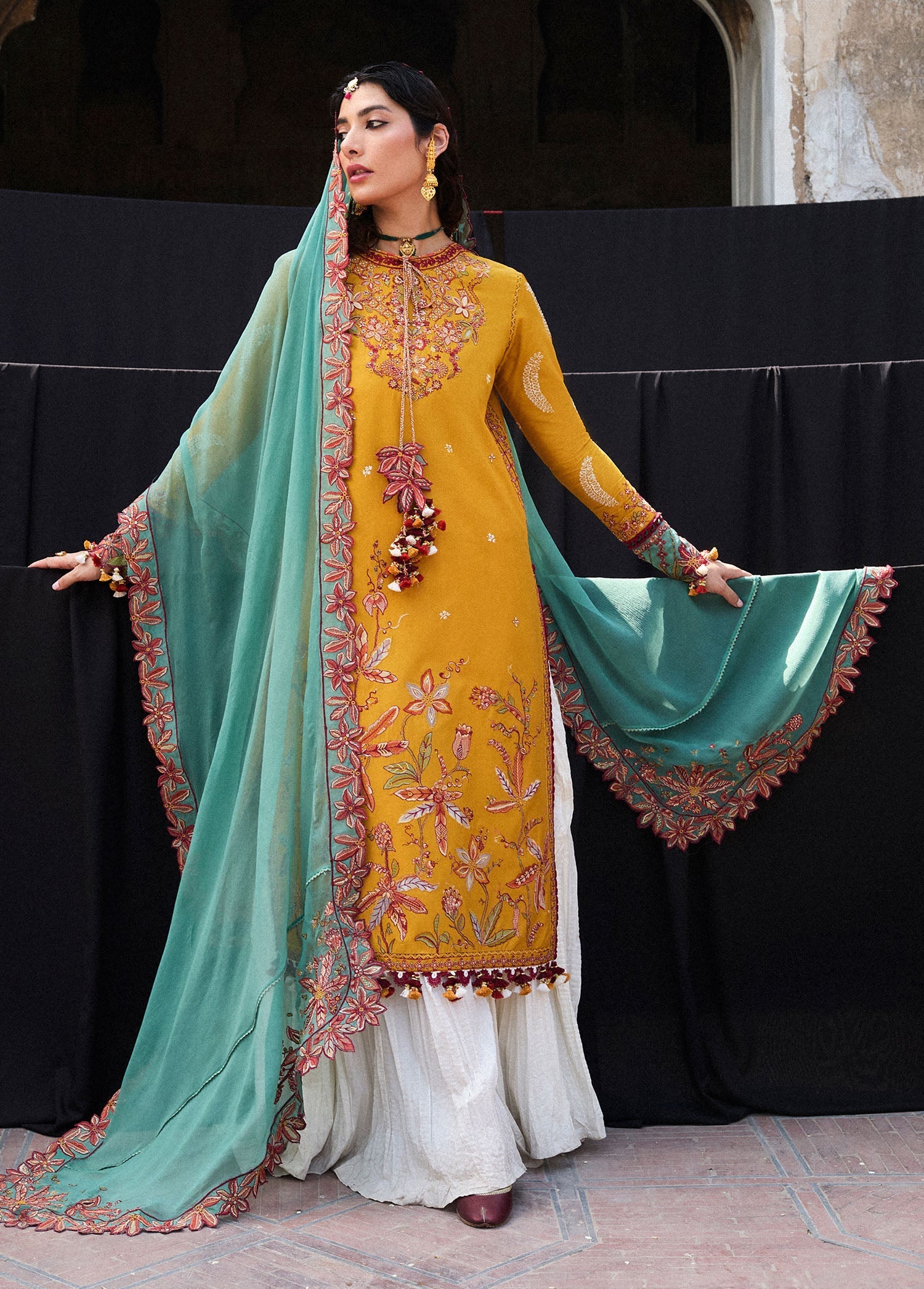 Hussain Rehar | Nirmal SS 25 | Masam L Orange Lawn