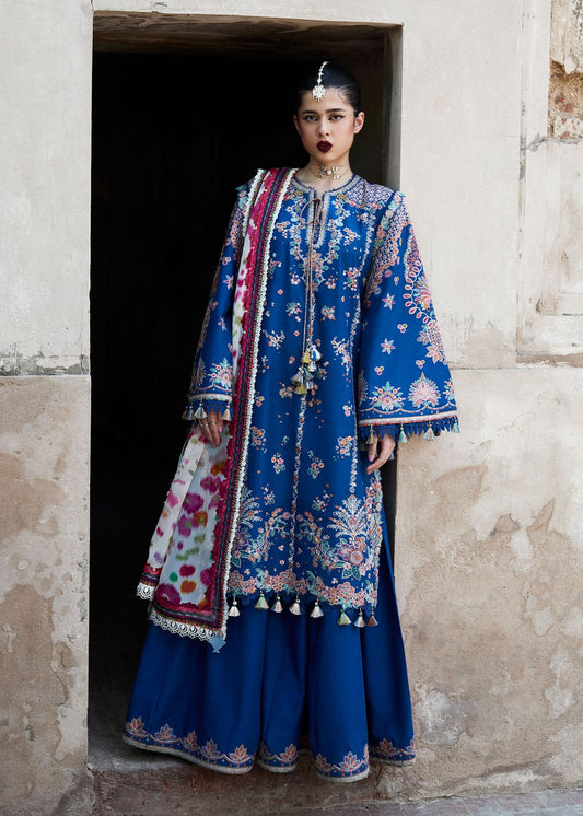 Hussain Rehar | Nirmal SS 25 | Zarqa XS Electric Blue Lawn