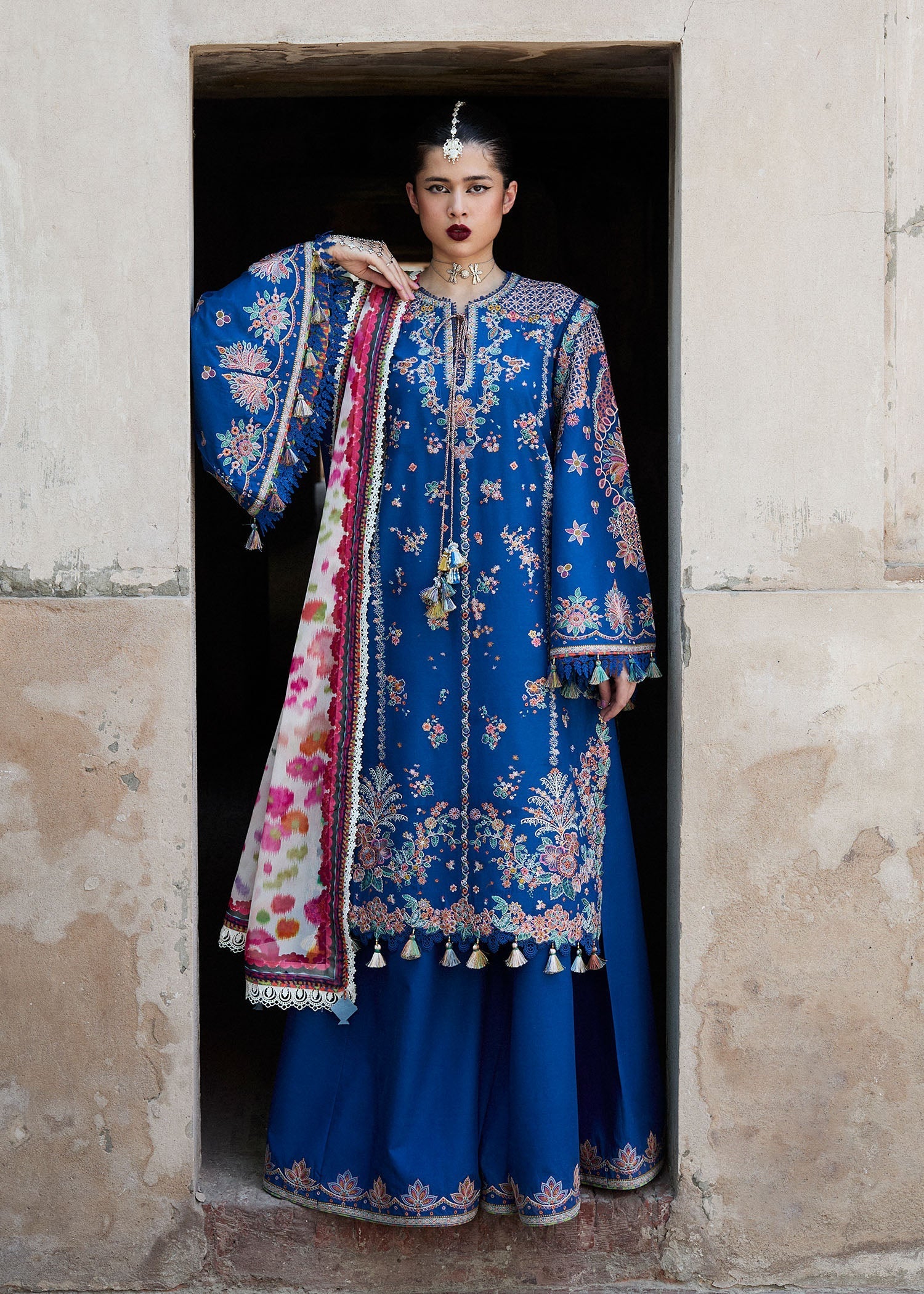 Hussain Rehar | Nirmal SS 25 | Zarqa M Electric Blue Lawn