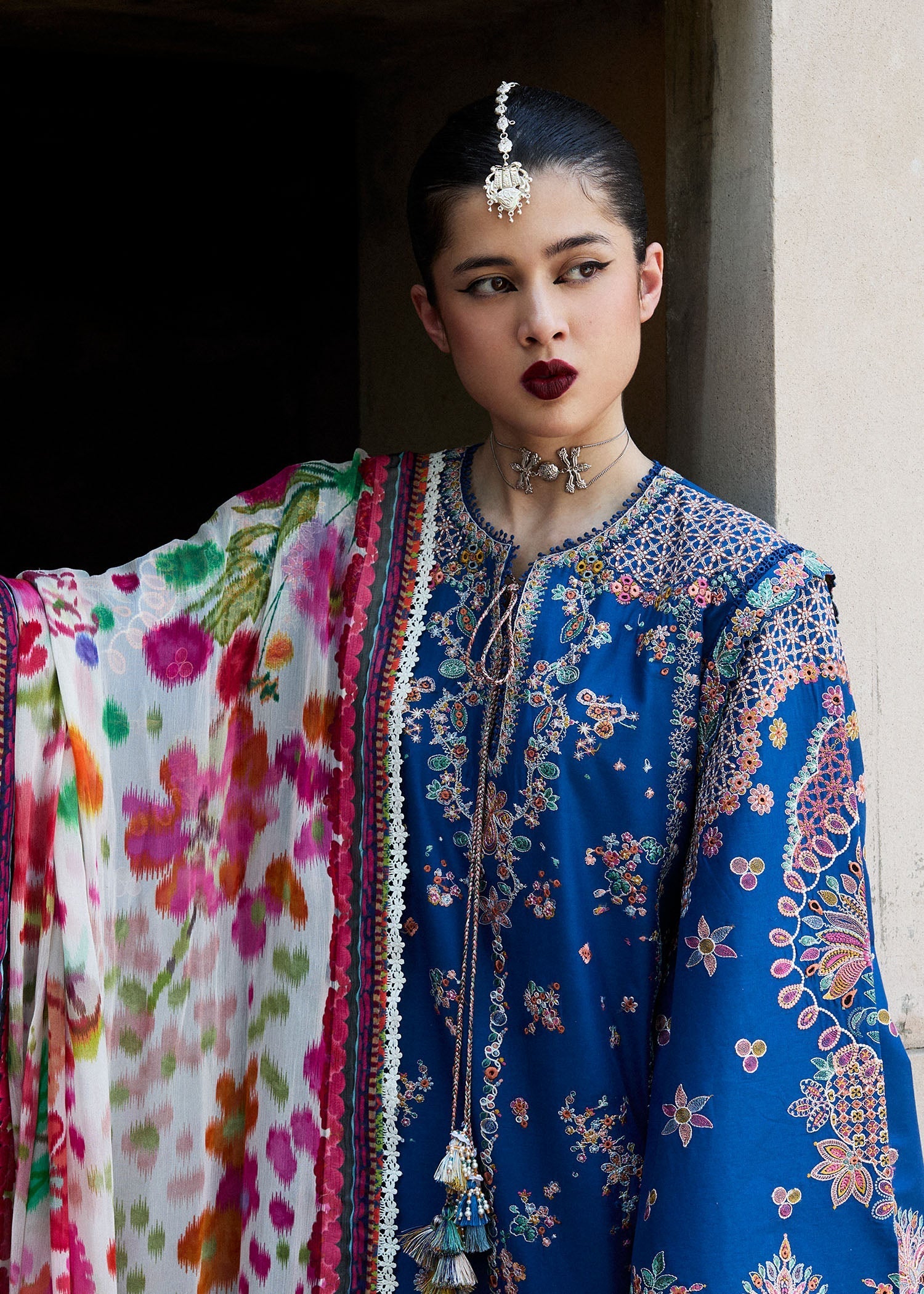 Hussain Rehar | Nirmal SS 25 | Zarqa L Electric Blue Lawn
