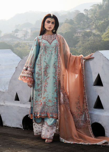 Hussain Rehar | Luxury Lawn 25 | Malibu XS Turquoise Lawn