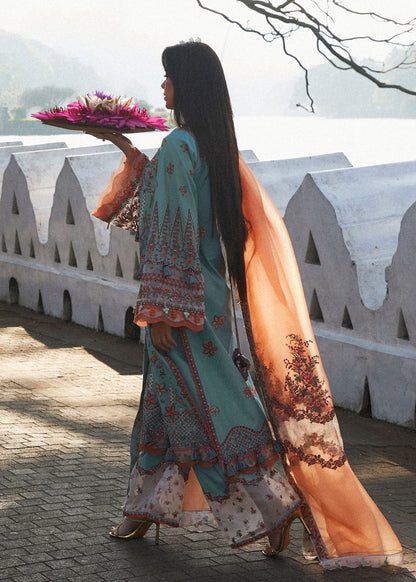 Hussain Rehar | Luxury Lawn 25 | Malibu S Turquoise Lawn