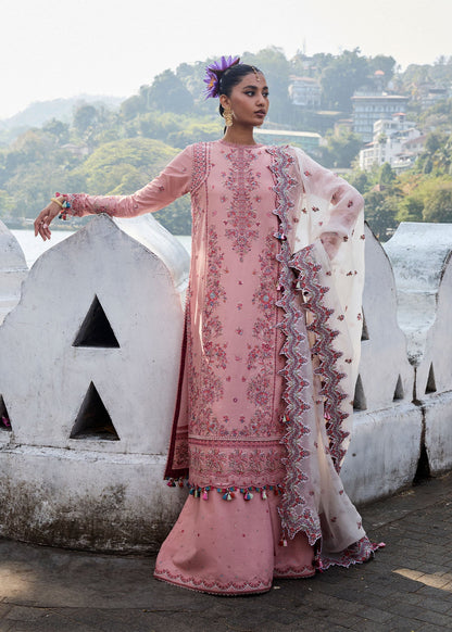 Hussain Rehar | Luxury Lawn 25 | Peaar XS Rose Pink Lawn