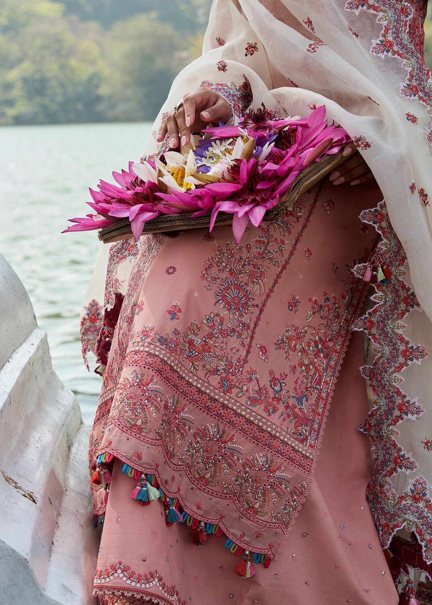 Hussain Rehar | Luxury Lawn 25 | Peaar XL Rose Pink Lawn