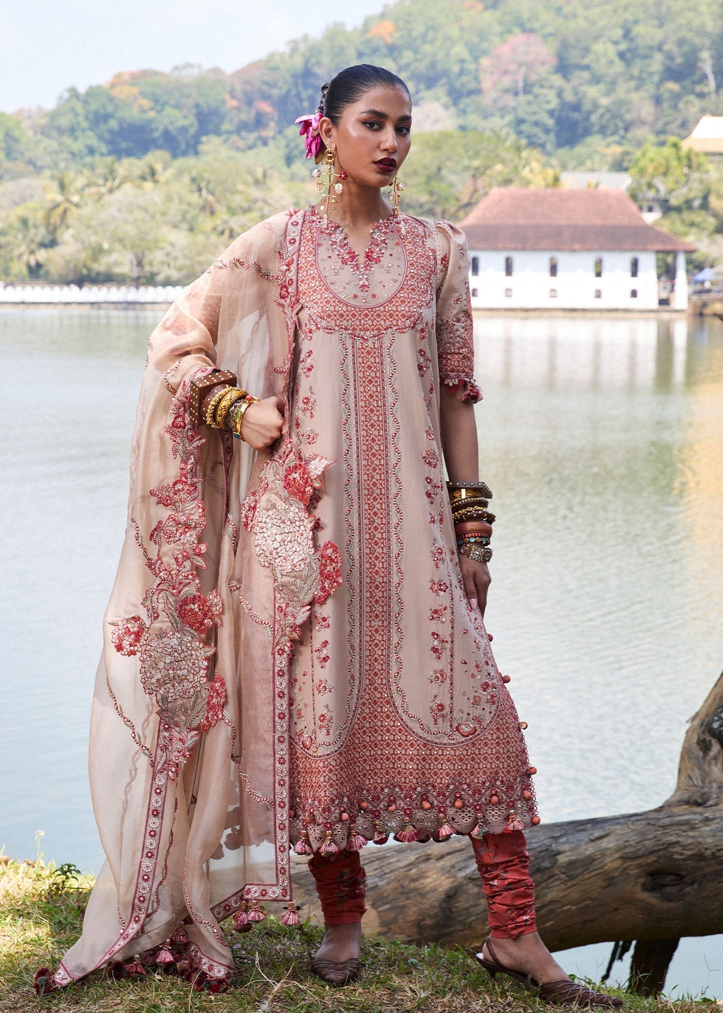 Hussain Rehar | Luxury Lawn 25 | Mari XS Beige Lawn