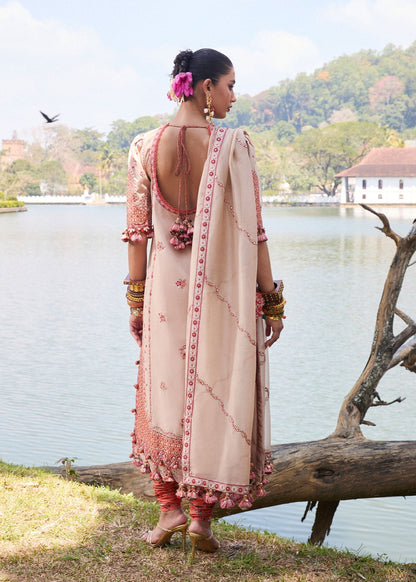 Hussain Rehar | Luxury Lawn 25 | Mari S Beige Lawn