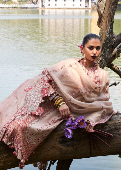 Hussain Rehar | Luxury Lawn 25 | Mari XL Beige Lawn