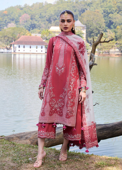 Hussain Rehar | Luxury Lawn 25 | Flare XS Coral Lawn