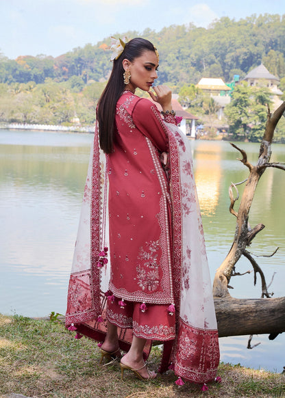 Hussain Rehar | Luxury Lawn 25 | Flare S Coral Lawn
