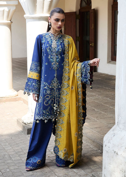 Hussain Rehar | Luxury Lawn 25 | Riviera XS Cobalt Blue Lawn